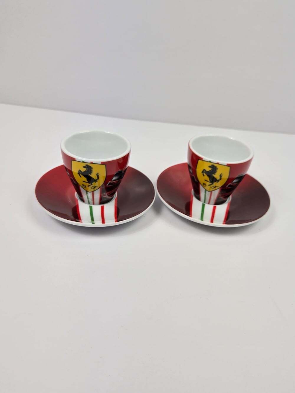 Vintage Ferrari Espresso Cups & Saucers Set of 2 Formula 1 F1 Racing Italy